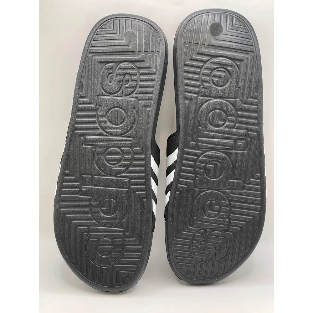 Adidas Adissage Mens Slides Black White Massage Footbed Sandals Size 11